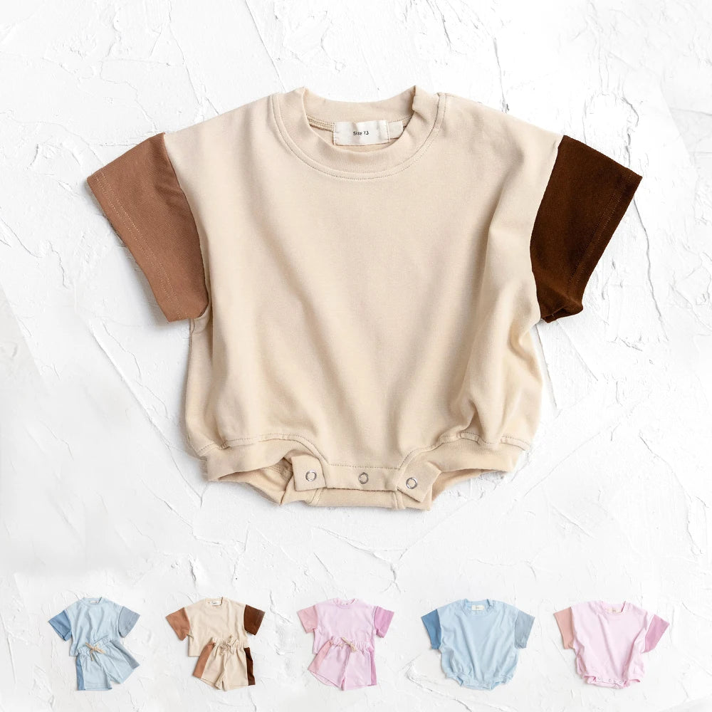 Summer Baby Romper, Oversized Unisex Cotton Short Sleeve Bodysuit for Newborns