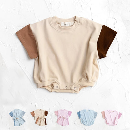 Summer Baby Romper, Oversized Unisex Cotton Short Sleeve Bodysuit for Newborns