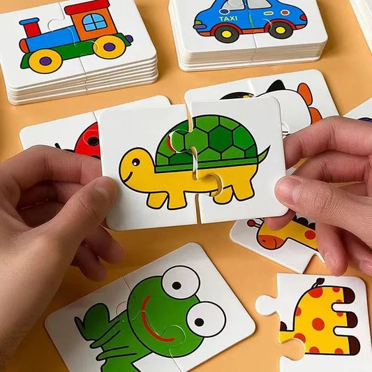 Baby Puzzle Toys for Children Animals Fruit Truck Graph Card Matching Games Toys for Kids 1 2 3 Years Old Boys Girls