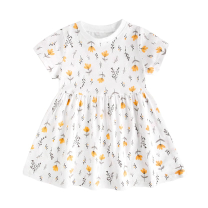 Summer Short Sleeve Baby Girls Dress Little Kids Dresses Soft Clothing