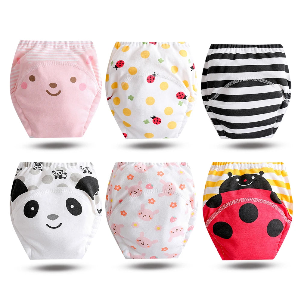 8pcs/6pcs Washable Baby Potty Training Pants Reusable Toilet Trainer Panty Reusable Cloth Diaper