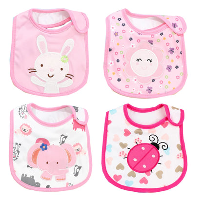 4pcs/set Baby Girl Boy Feeding Bibs Waterproof Apron Cartoon Towel Kids Toddler Dinner Burp Cloths