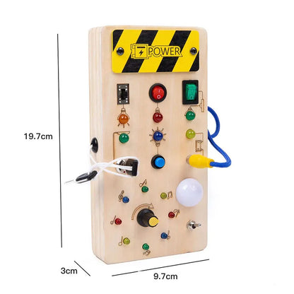 Montessori Busy Board LED Light Switc Toys Toddler Wooden Sensory Activitie Board Travel Toys Baby Switch Control Education Game