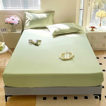 Solid Color Waterproof Fitted Bed Sheet Bed Cover Mattress Protective Cover  All Size for Bed Mattress All Seasons