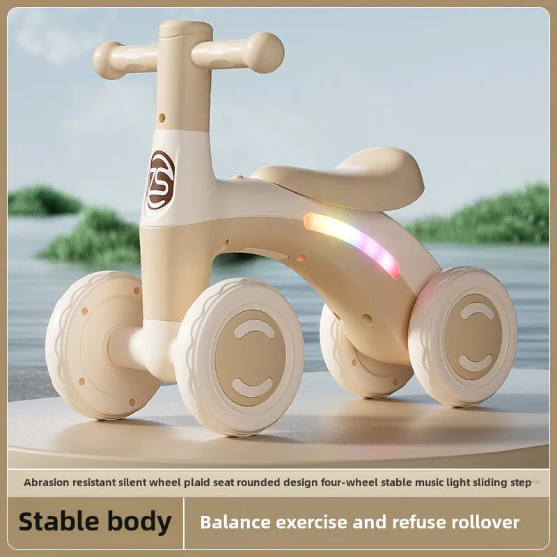 Baby Glider Bike Four-Wheel Toddler Walker Silent Wheels Anti-Tipping Children Balance Training Exercise