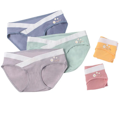 Cotton Maternity Panties Low for Pregnancy Women Printed Flowers Underwear Postpartum