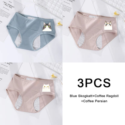 3PCS/set Women's menstrual briefs large flow postpartum water absorption leakproof pure cotton