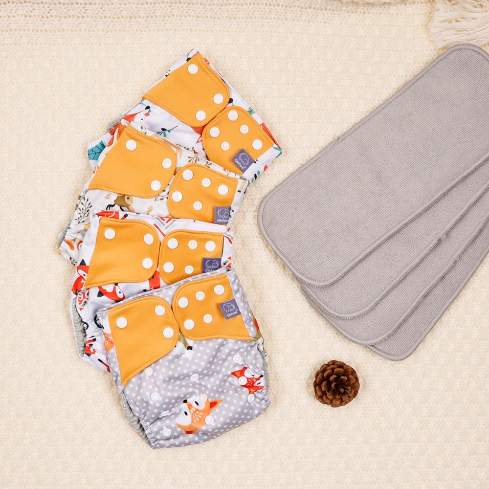waterproof  baby cloth diaper with 4 absorbents cloths washable eco-friendly pocket cloth nappy