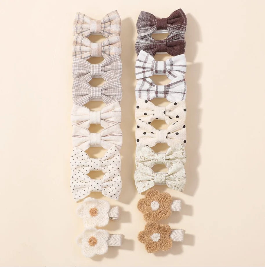 BABY BOWS 20Pcs/set Handmade Fabric Printed Barrette Boutique Mini Boutique Bangs Bow Hair Clip Ins Daisy Hairgripes