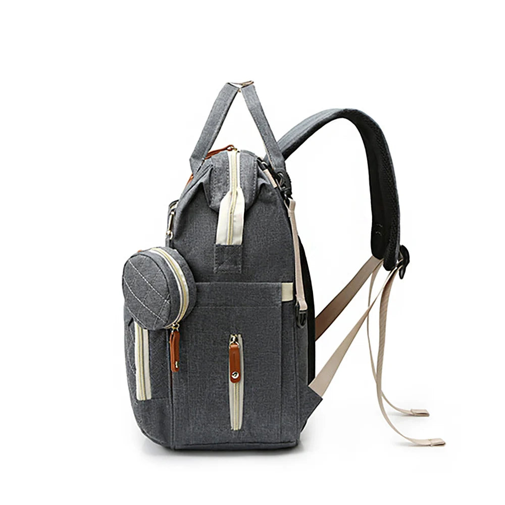 Fashionable Quilted Large-Capacity Backpack Mommy Bag; Multi-Functional Mommy Backpack for Traveling, Mother and Baby Bag; Lightweight Multi-Compartment Diaper Bag with Snack Pacifier Bag